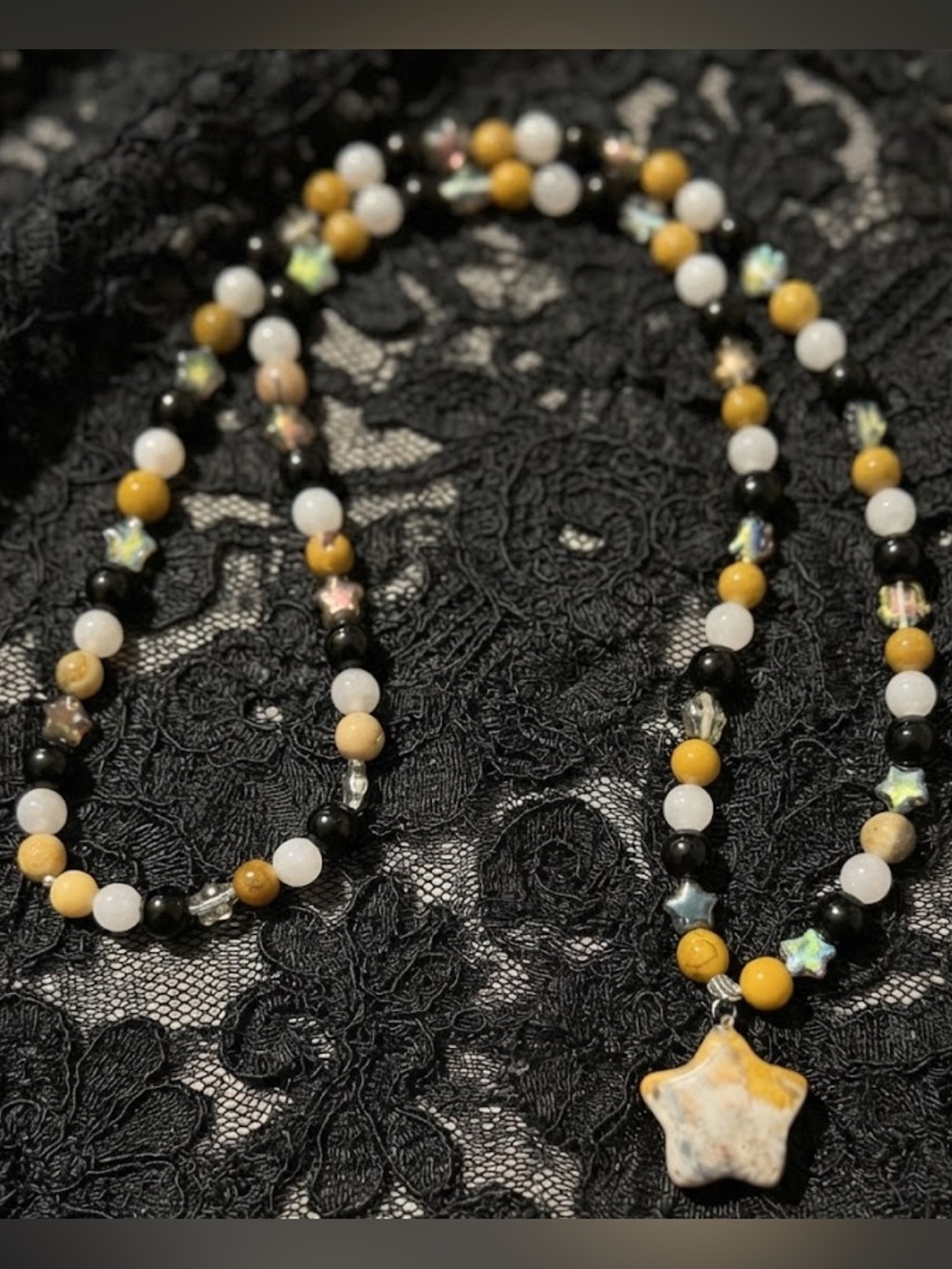 Jack-o'-Lantern's & Ghosts Necklace (Mookaite, Moonstone, Yellow Crazy Lace)